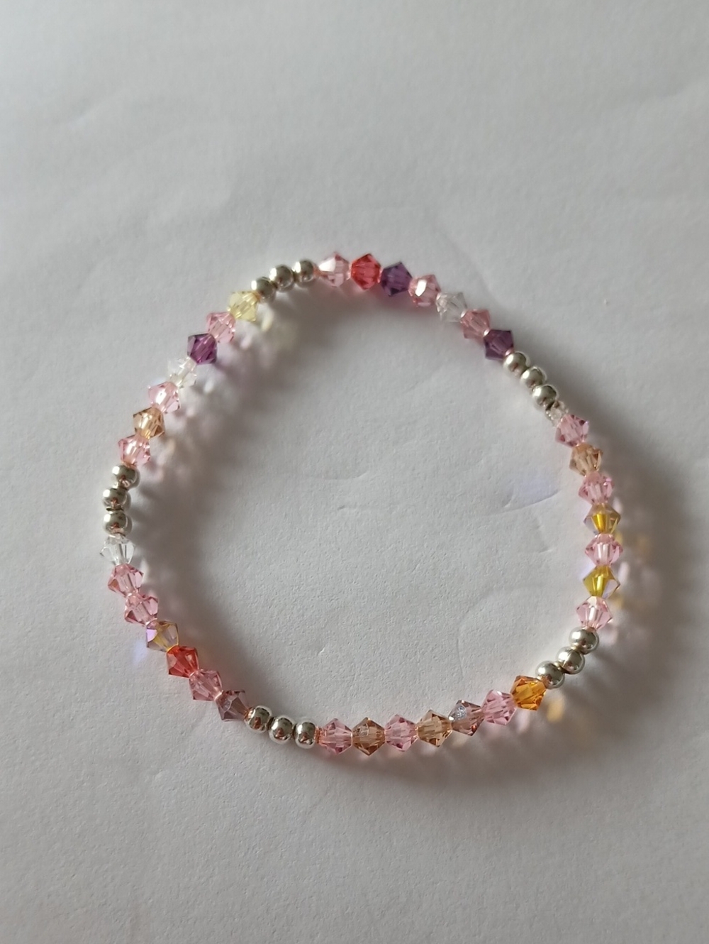 Crystal Glass Bead Bracelet - Pink Multi Color Glass Beads